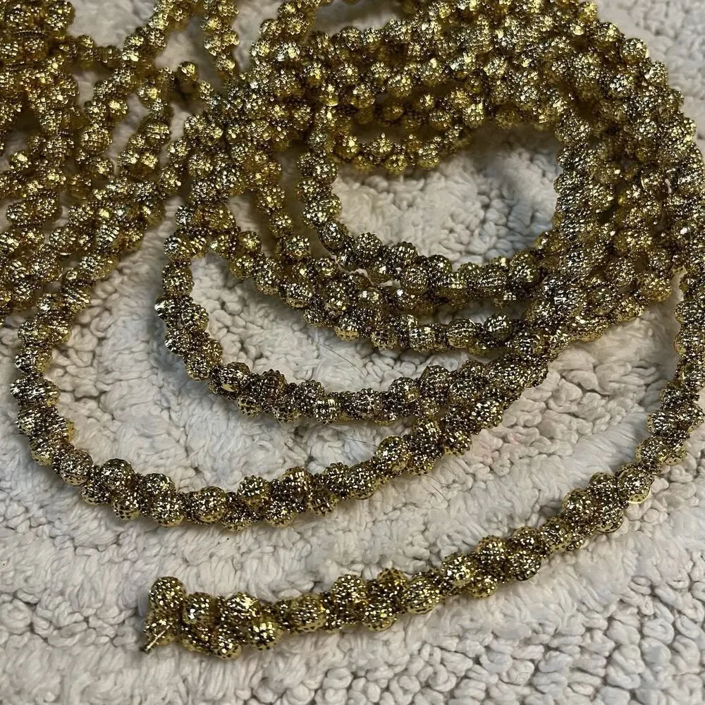 Vintage Set of 4 Gold Twisted Beaded Garland 4 Strands Approx 36 Ft Total